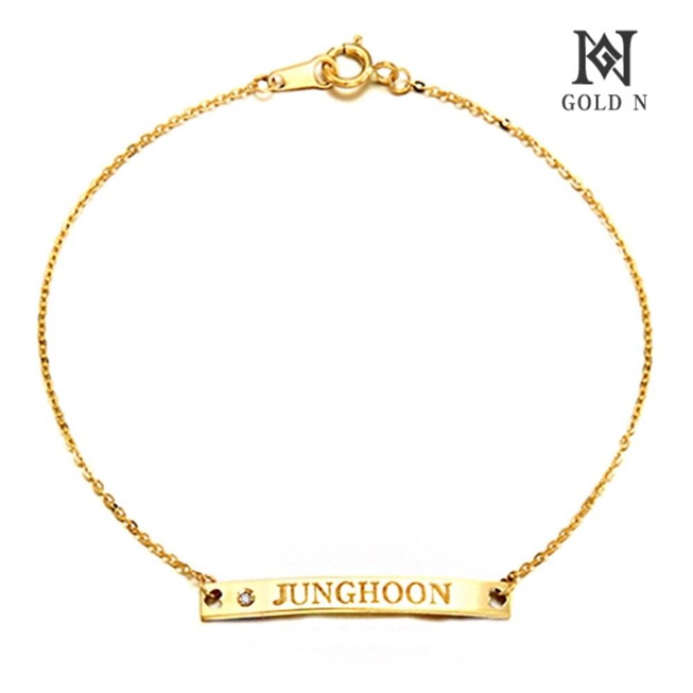 [Gold N] 14K Stick Initial Small Diamond Bracelet