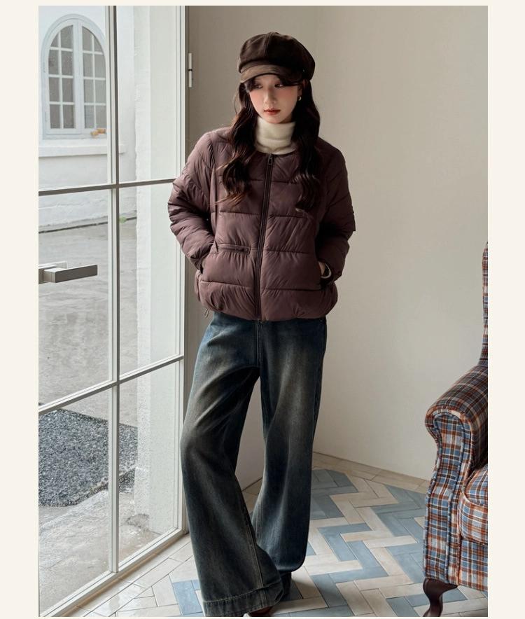 Women’s Short Round Neck Winter Jacket With Adjustable Hem