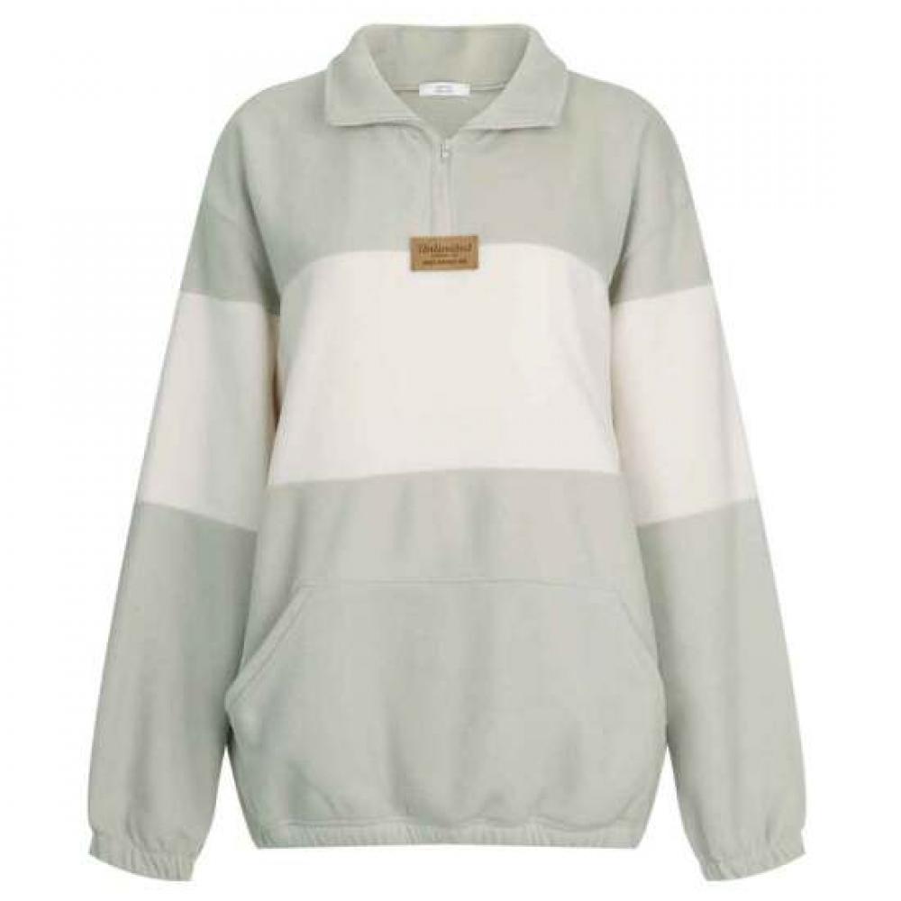Shop Women S Half Zip Fleece Patch Anorak SweatShirt Light Beige Mer wSh 20999
