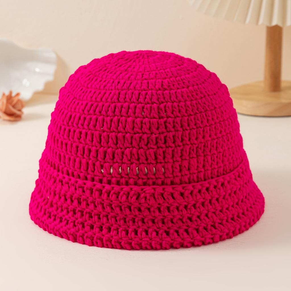 Handmade Crocheted Watermelon Skin Woolen Hat Women'S Knitted Hat Warm And Thick Ear Protection Hat Solid Color Cold Hat