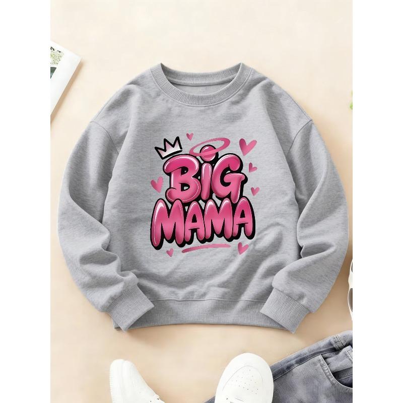 Kids Crewneck Sweatshirt,Heart Text Print Long Sleeve Top for Autumn Winter