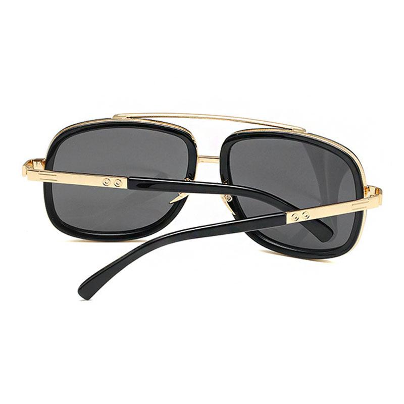 

Неполяризованные Солнцезащитные очки Оверсайз с Квадратной Рамкой и Двойной Переносицей Женские Популярные Металлические Солнцезащитные очки Мужские Панк Водительские Солнцезащитные очки чёрный/серый