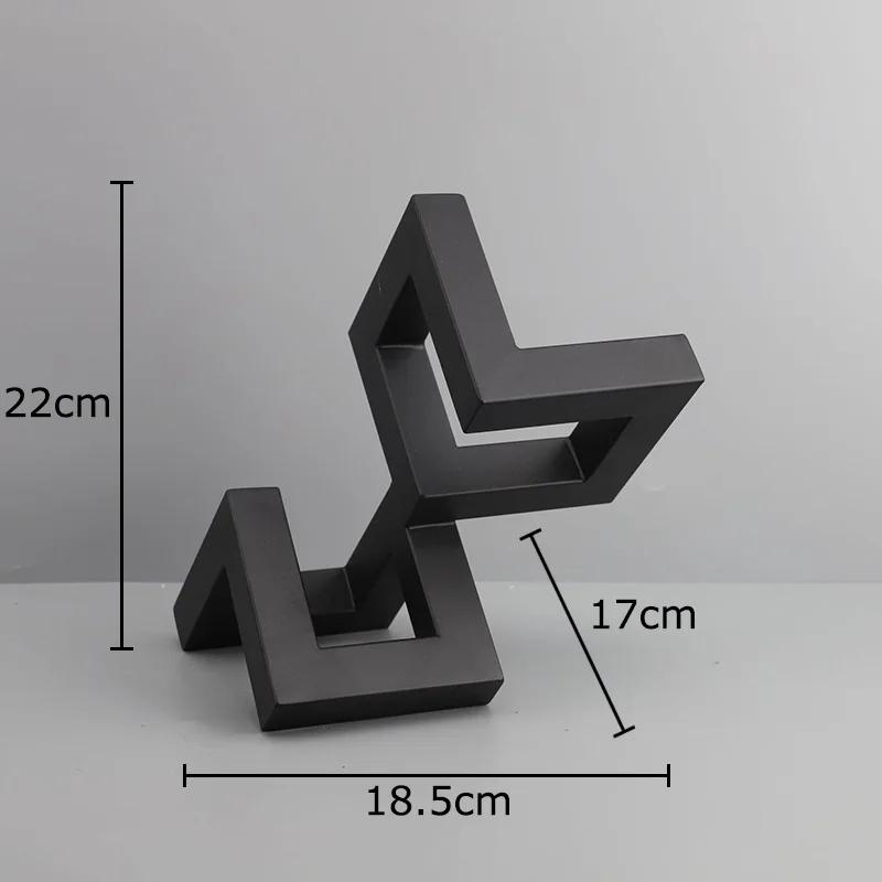 Black Geometric Metal Statue Abstract Artwork Desk Decoration Ornaments Modern Geometric Sculpture Room Aesthetics Decor
