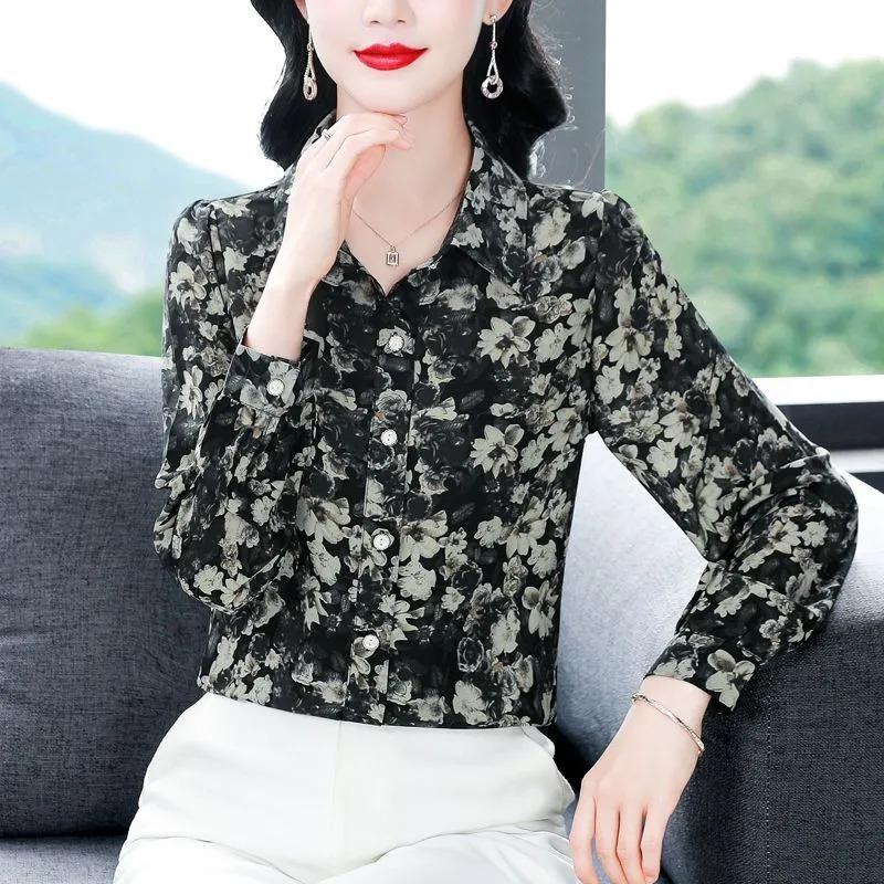 High-end Printed Shirts Women's Tops Spring and Autumn New Long-sleeved Loose-fitting Outer Shirts