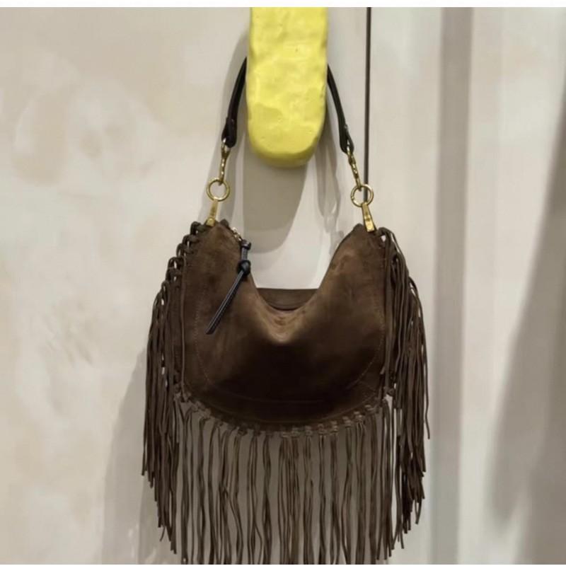 Womens Oversized Suede-Like Crossbody Bag With