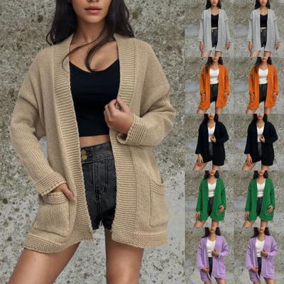 Women's Fashion Knitted Pocket Cardigan Sweater With Loose Coat Coat