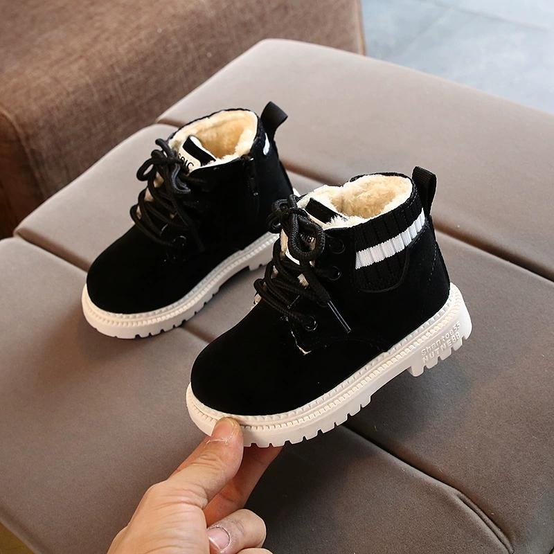 Children Casual Shoes Autumn Winter Boots Boys Shoes Fashion Leather Soft Antislip Girls Boots 21-30 Sport Running Shoes
