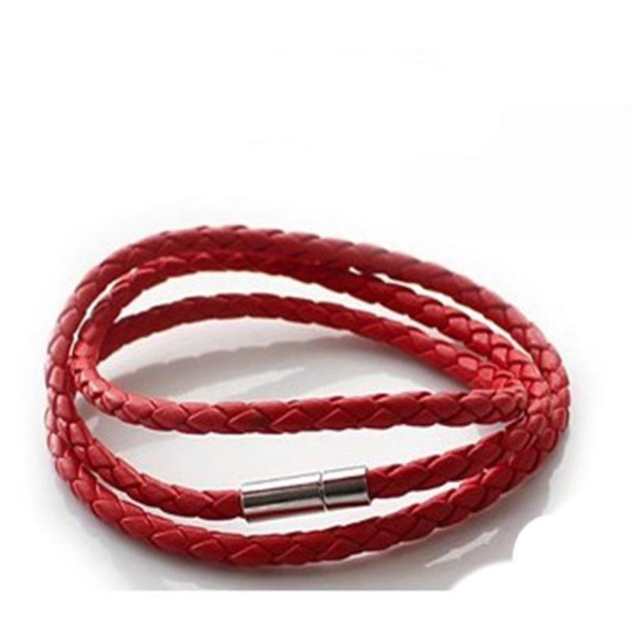 INS New Genuine Leather Cord Necklace Twist Chain Stainless