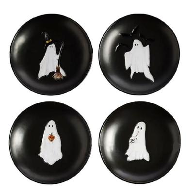 Halloween Serving Tray Food Grade Plastic Ghostly Stackable Serving Plate For Appetizers And Snacks Party Decoration