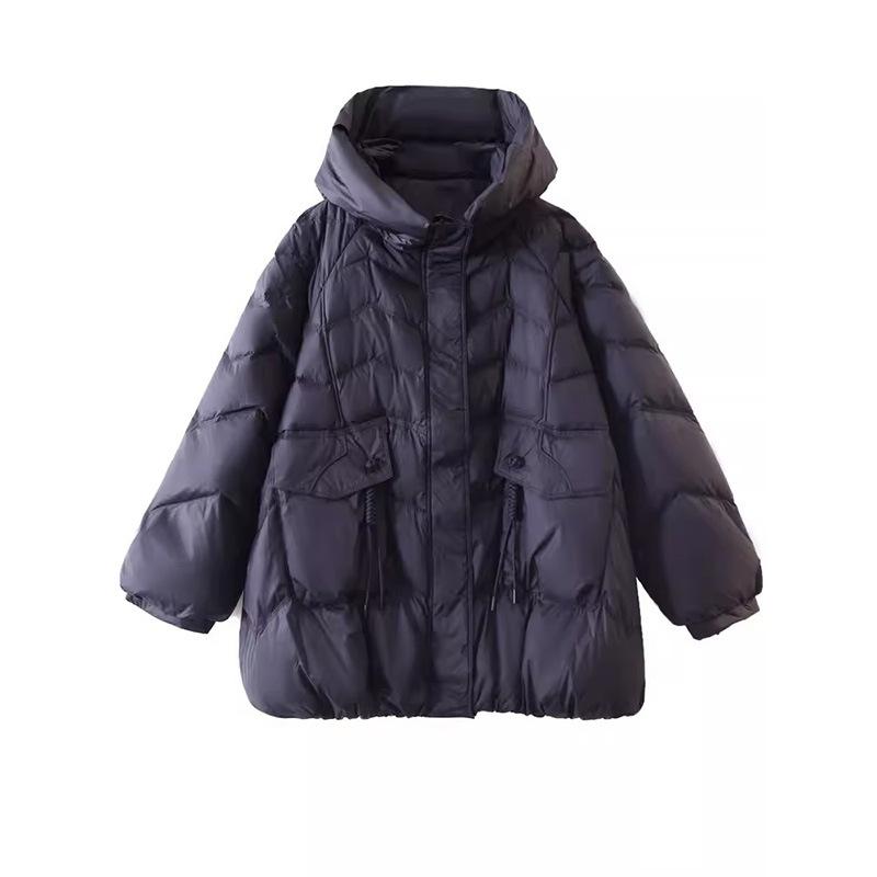 Retro Medium and Long Down Jacket Women's Winter Fashion Design Sense Twist Tassel Warm White Duck Down Jacket Mother Outfit