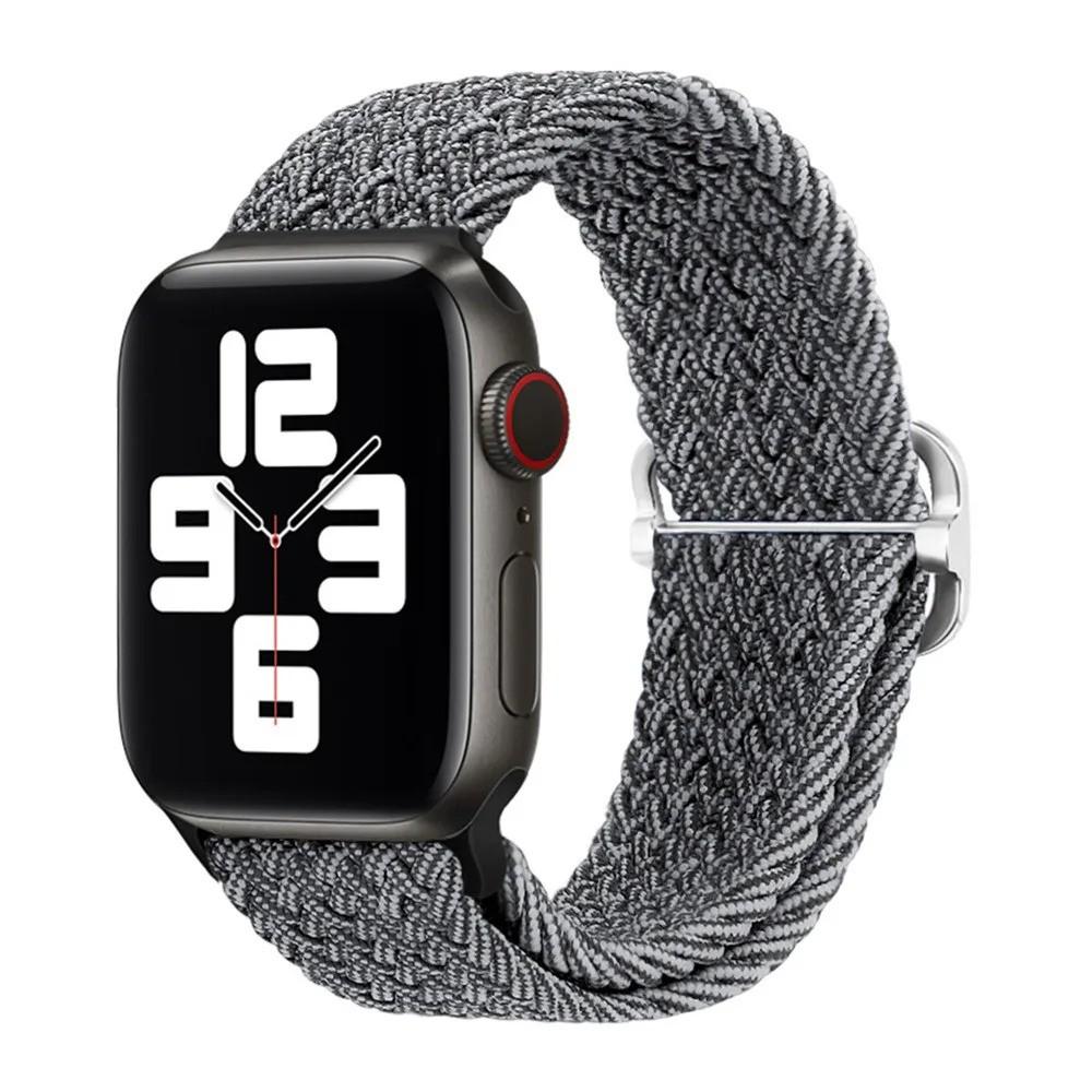 Braided Bracelet for Apple Watch Ultra 3 2 49mm 11 10 42/46mm Nylon Elastic Belt Bracelet for 9 8 7 41mm/45mm 6 5 4 SE3 40/44mm