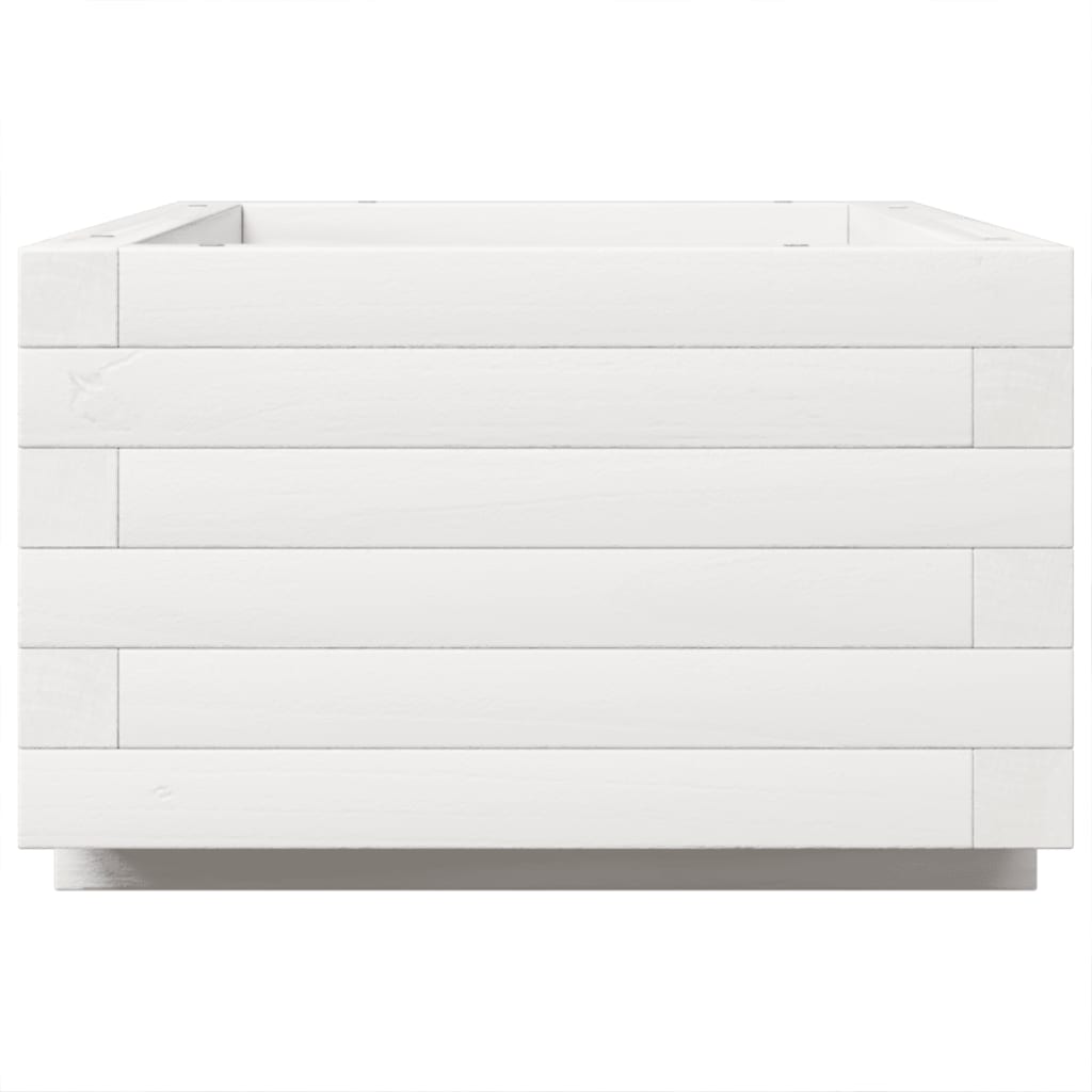 Plant Pot White 70x40x26.5 Cm Solid Pine Wood