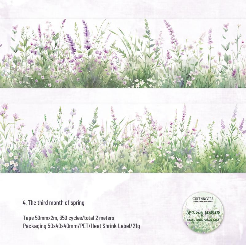 Twilight PET Tape: Green Notes & Plant Collage Stickers - 6 Styles for Bullet Journals & DIY Decor