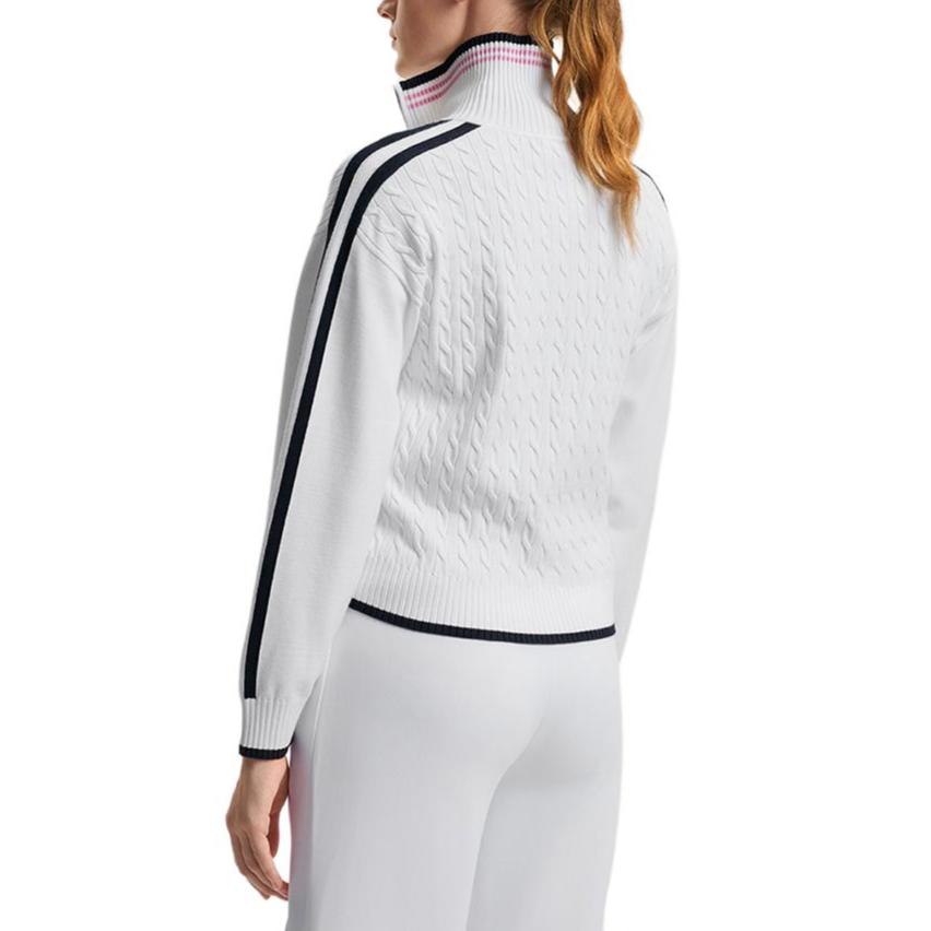 FILA Comfortable Stand Collar Half-Zip Knit Top Women tops Jade-White A11W513403FWT