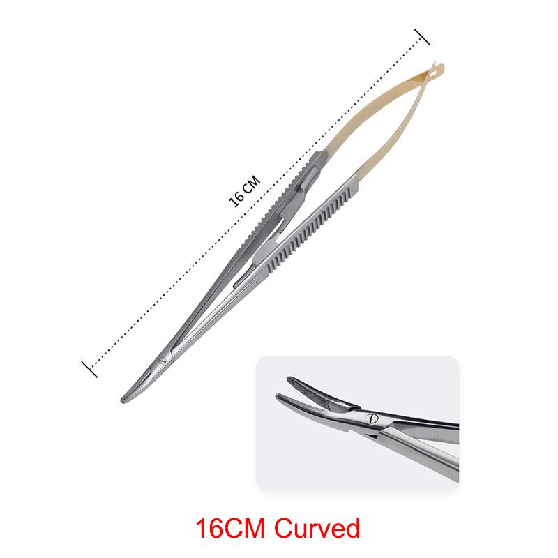 

Dental Needle Holder Pliers TC Head Reusable Stainless Steel Curved Head 16cm