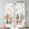 2pcs 2D Flat Printing Merry Christmas Curtains Cute Cartoon Animals Winter Holiday Digital Printed Polyester Drapes Family Party