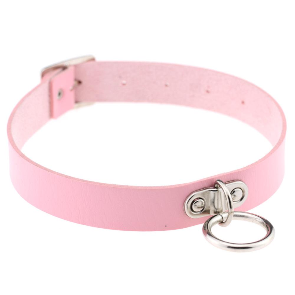 Leather choker collar Round Circle pendant Choker Necklace Women Punk Style chocker Fashion Goth jewelry