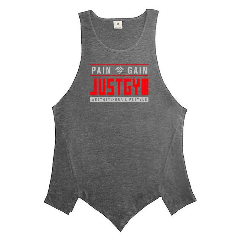 Summer Men’s Gym Clothing   Bodybuilding Training Sleeveless Tops Youthful Vitality Loose Irregular Hem Cotton Tank Tops