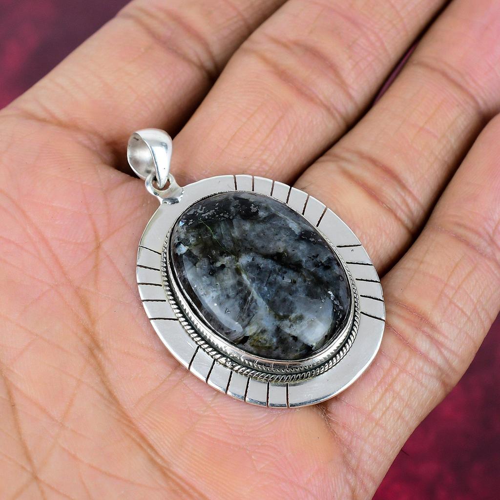 Larvikite Pendant Gemstone Jewelry, 925 Solid Sterling Silver Handmade Pendant, Latest Design Jewelry