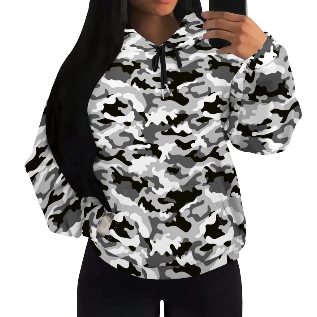 European & American Multi-color Camouflage Hoodie with Patch Pockets (H10552)