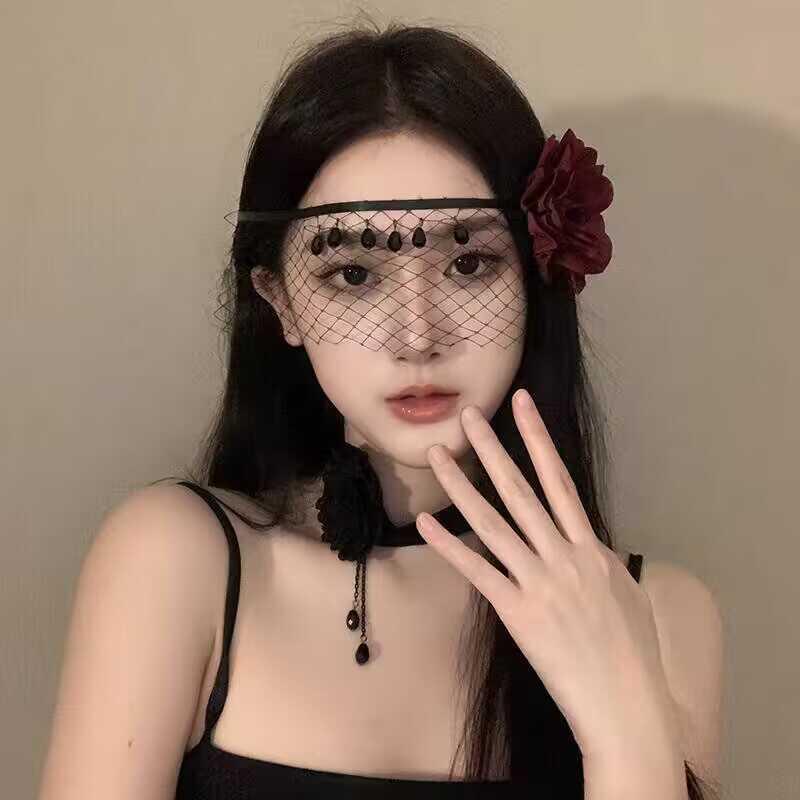 Retro Lace Princess Half Face Mask For Women Vintage Sexy Flower Tied Mask Gothic Party Accessory Masquerade Costume Prop