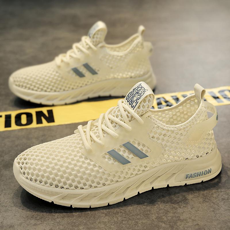 Super Light Spring/summer Color Cutout Mesh Surface Breathable Soft Bottom Men's Large Size Leisure Outdoor Running Shoes