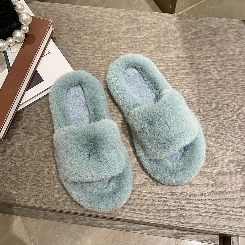 Mao Mao Slippers Women's Outer Wear 2025 New Autumn and Winter Cotton Drag Net Red Fashion Thick Bottom Ins Home Plush Slippers