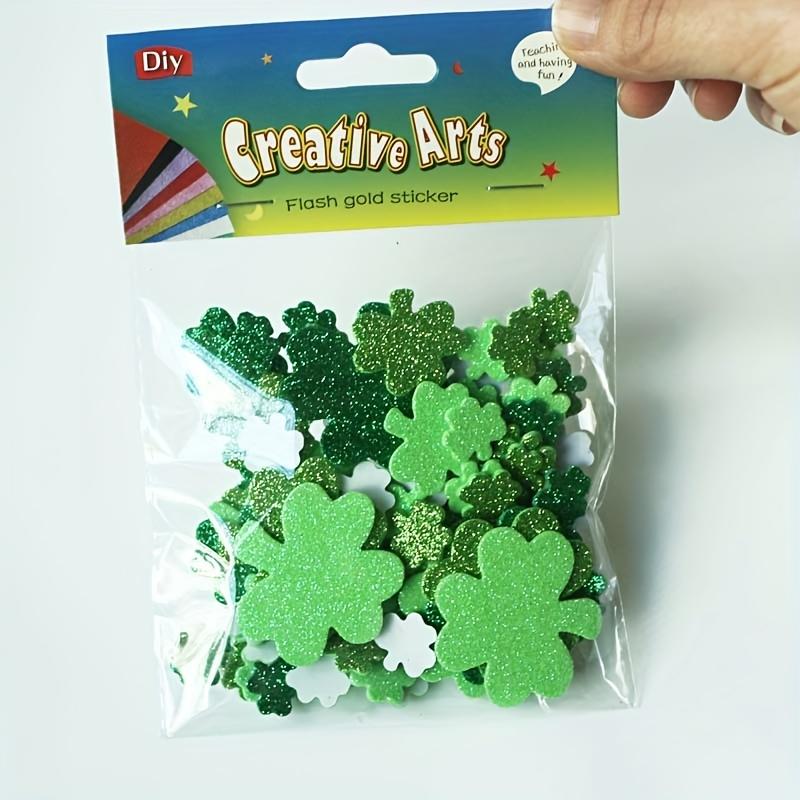 80pcs St. Patrick'S Day Four-Leaf Clover Foam Stickers, Holiday Decoration Paper Decals,Party Decorations,St.Patrick'S Day Party