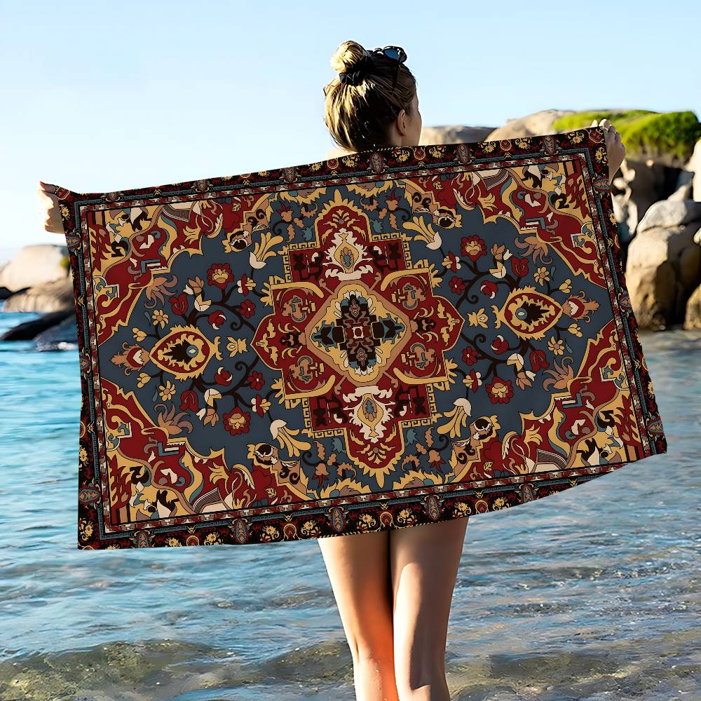 Mysterious Red Persian Microfiber Beach Towel Absorbent Quick Dry Soft Yoga Swimming Resort Mountain Climbing Towel