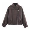 Womens Trendy Patchwork Stand Collar Reversible Loose Jacket Coat