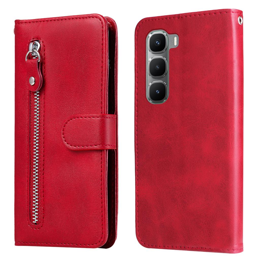 For Infinix Hot 60 Pro 4G PU Leather Cases with Zipper Pocket Wallet Phone Cover Stand