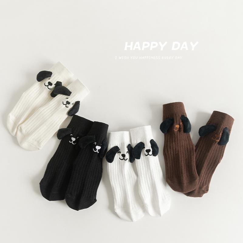 1 Paar 1-12 Jahre Herbst Kinder Socken Niedlich Cartoon Stickerei Hund Mädchen Jungen Kleinkind Gestrickte Socken Baumwolle Schule Sportsocken
