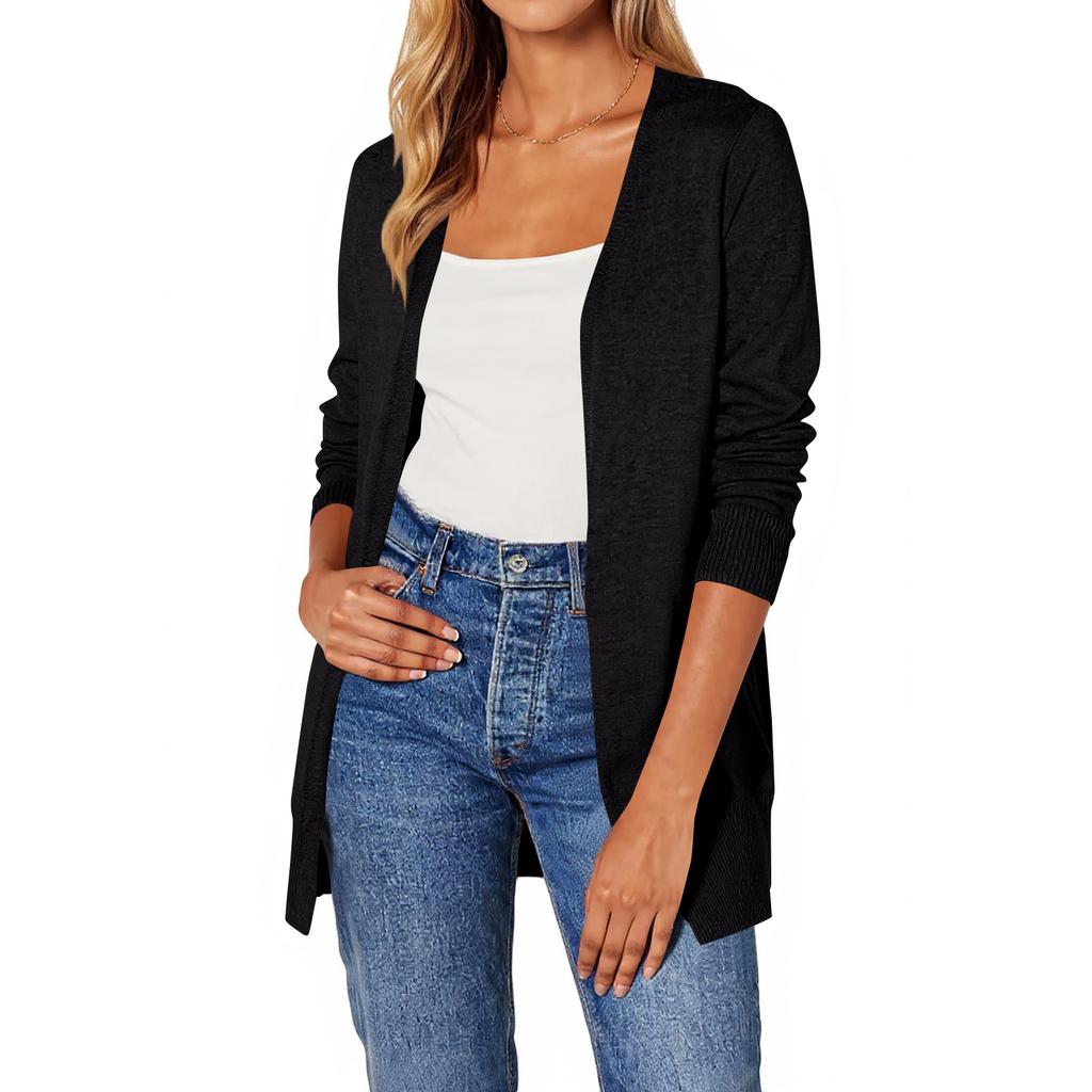 Women‘s Round Neck Long Sleeve Lace-Up Fitted Cardigan Coat