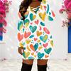Women Plus Size Criss Cross V Neck Long Sleeve Playing Card Printed Bodycon Mini Dress