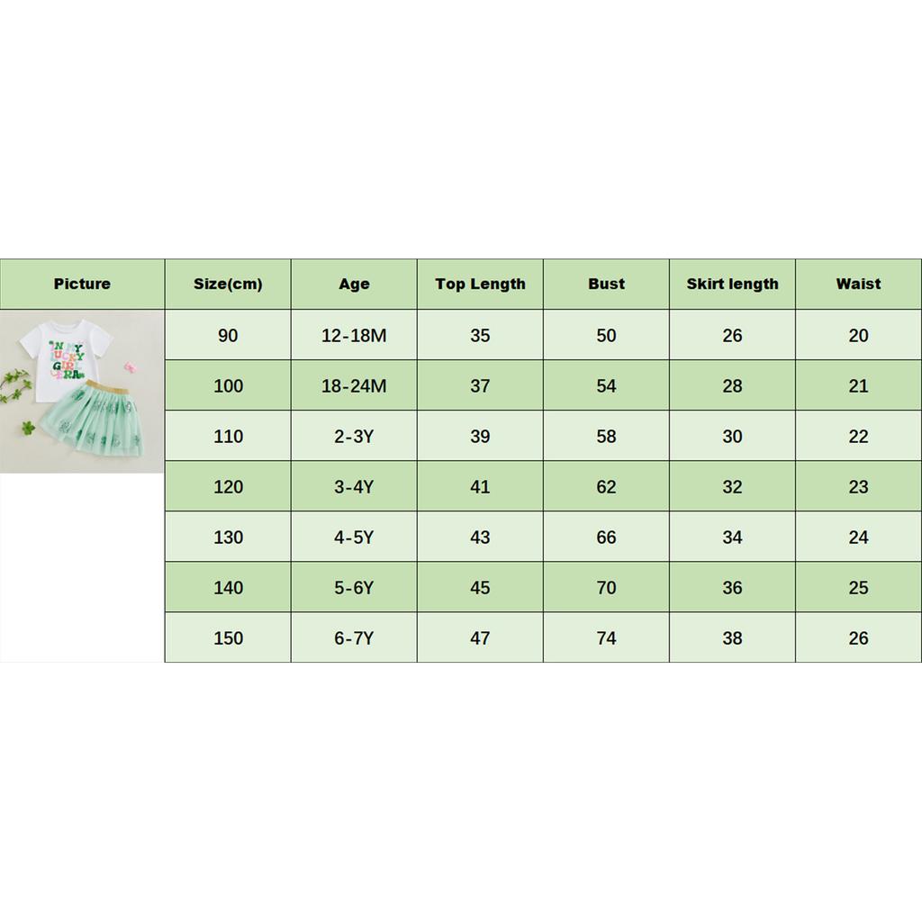 Toddler Girls 2Pcs Spring Outfits Short Sleeve Letter Print Sweatshirt + Tulle Skirt Set Kids Irish Clothes