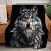 Black Lone Wolf Animal Pattern Art Blanket - Soft Cozy All-Season Warm Nap Throw for Bed, Sofa & Travel