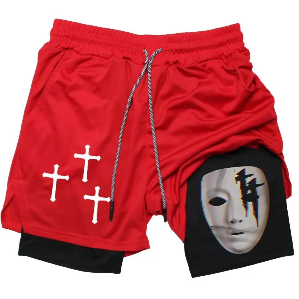 2026 Summer Jogging Shorts Men's Gym Shorts 2 In 1 Mesh Quick Dry Sport Performance Fitness Workout Double Layered Board Shorts