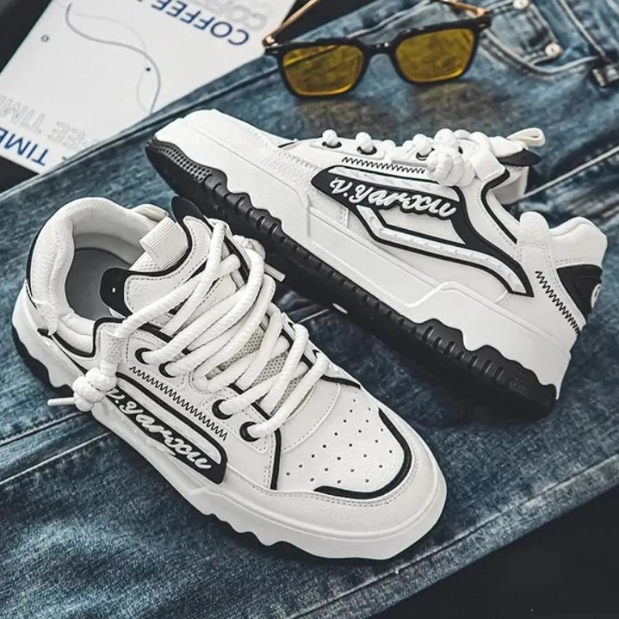 2025 New  Versatile and Fashionable Men's Low-top Round-toe Thick-soled Lace-up New Vulcanized Outdoor Sneakers sneakers men