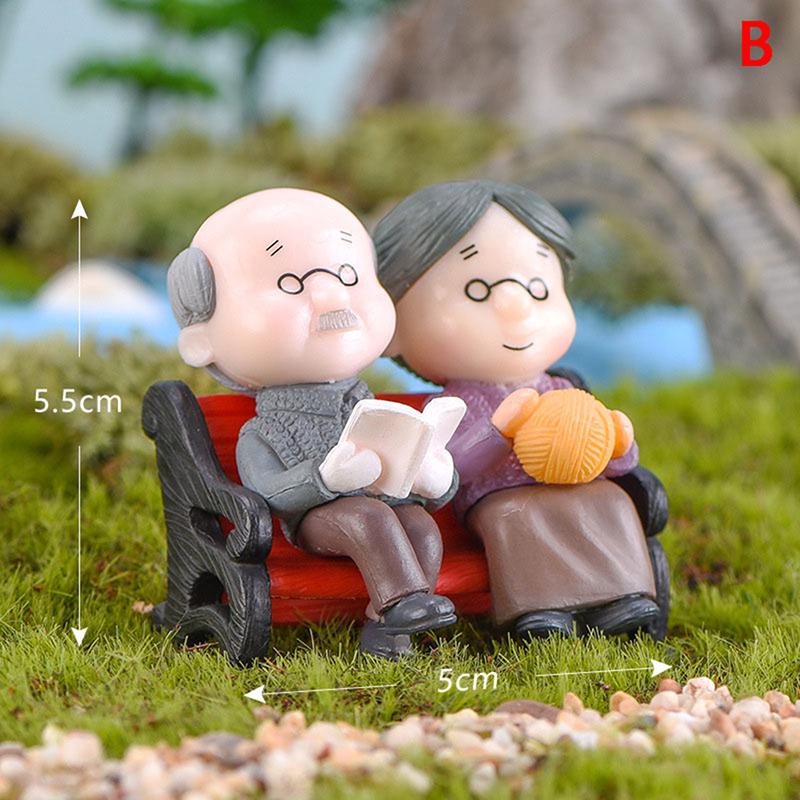 2pcs/set Mini Stool Lovers Couple Animals House Tree Fairy Garden Miniatures DIY Micro Landscape Decor Terrarium Action Figures