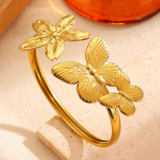 Goldene Manschettenarmbänder für Damen Vintage Blume Schmetterling Sonne Muschel Boho Armreifen Breites Offenes Manschettenarmband Schmuck für Sie