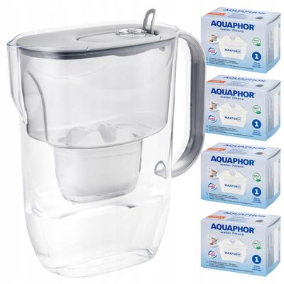 Aquaphor Fresh 3.2L Gray Water Filter Pitcher With 4 Maxfor+ Cartridges