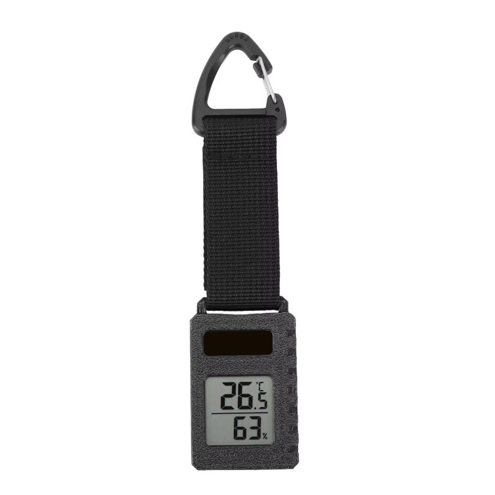 Rechargeable Solar Thermometer Hygrometer Ultra Light Compact Size Temp Humidity Monitor Sturdy Hook Digital Screen чёрный