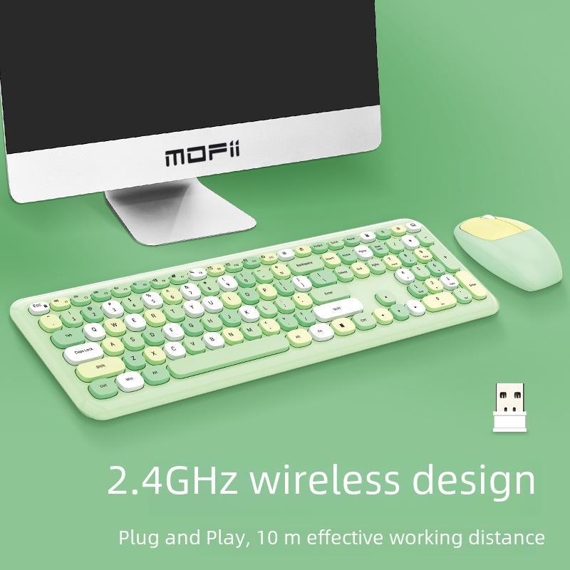 MOFII Sky Hand Pink Multi-Color 2.4G Silent Wireless Keyboard & Mouse Set for Office