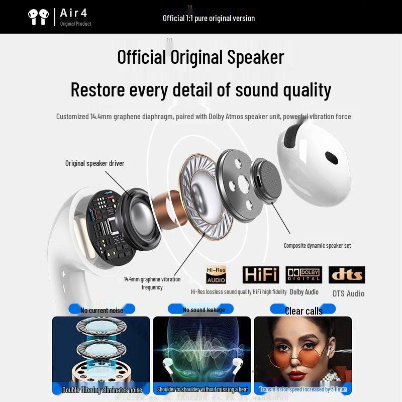 2025 Huqiangbei Pro3 Bluetooth-Kopfhörer mit Geräuschunterdrückung für Apple: Lange Akkulaufzeit