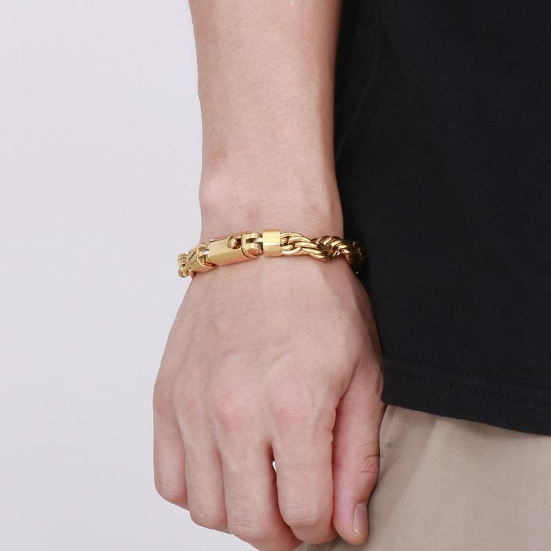 KALEN 10mm Rope Chain Bracelet Men‘s Hip Hop Personalized Stainless Steel Trendy Jewelry Chunky Twisted Accessories Male Gift