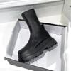 Fashion Ladies 2025 Women's Platform Chelsea Black Mid Calf Boots Pipe Autumn Winter Flat Short Leather Rubber Comfortable