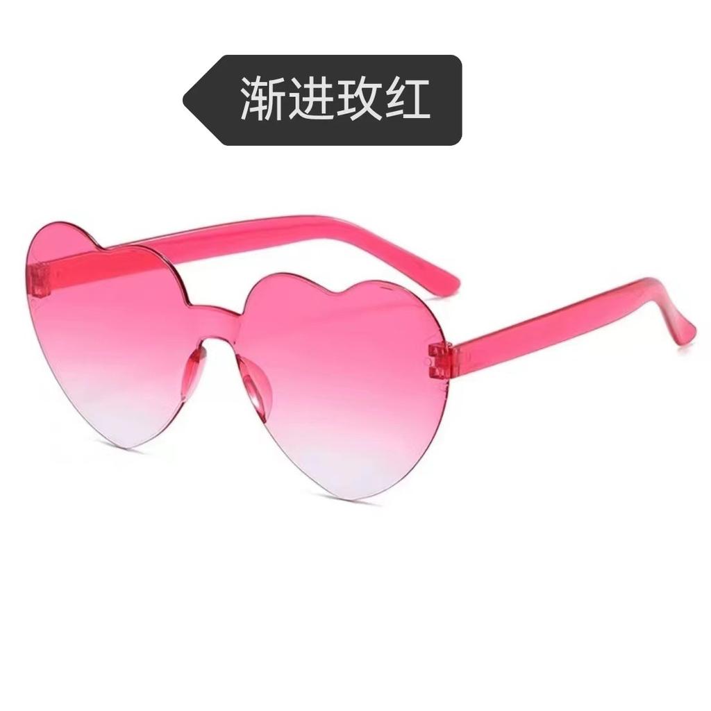 Peach Heart Sunglasses Love Glasses Trend Frameless One-Piece Marine Film Dazzling Color Sunglasses