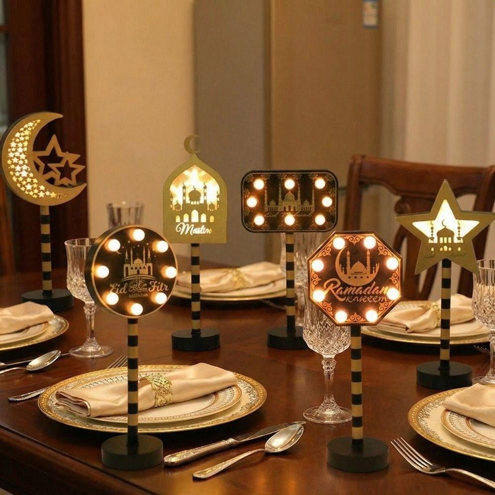 Wooden Shell Stars Night Light Energy Saving Ramadan Desk Light LED Moon Light  Party Decor