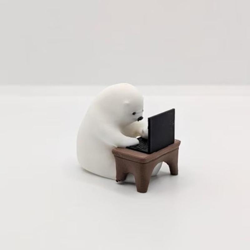 

3D-печатные мультяшные мини-статуэтки медведя-кодера, милые настольные украшения, кукольный домик, декор для DIY, игрушки