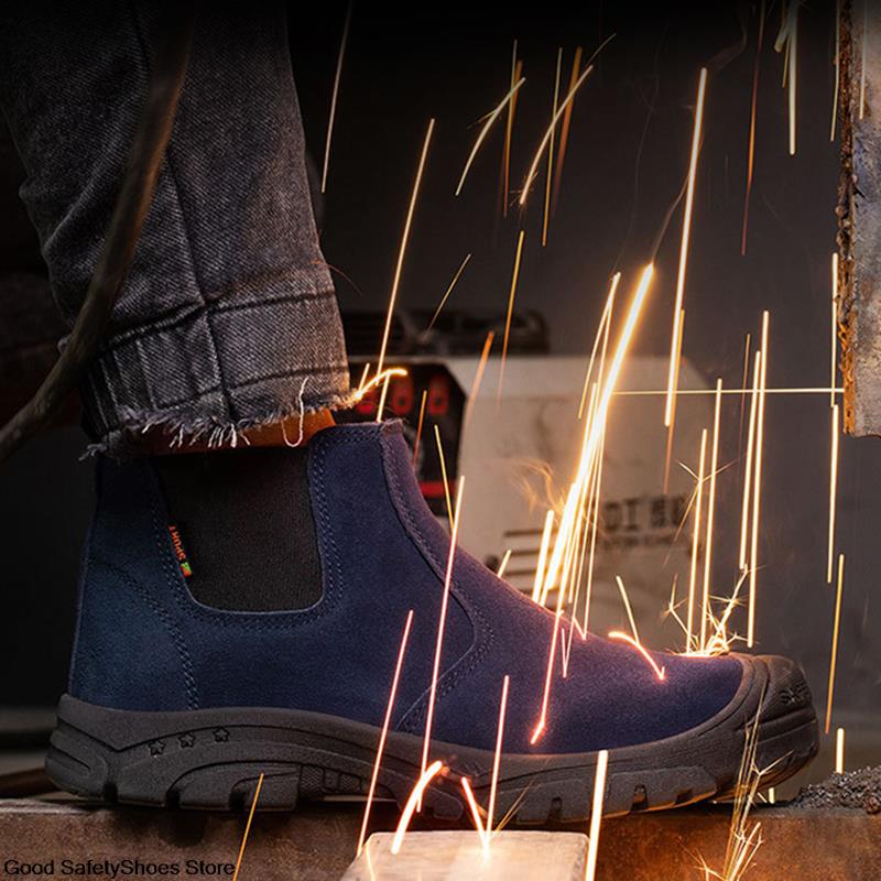 Men Welder Work Shoes Anti-Smash Protective Work Boots Steel Toe Safety Shoes Suede Indestructible Safety Boots Men Footwear